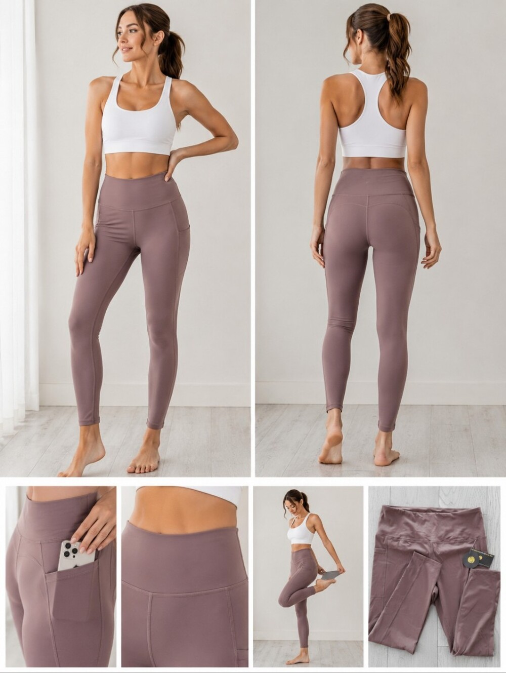 NWT High Rise, Athleisure, Yoga,Pilates Princess Leggings Mauve Pink Size L